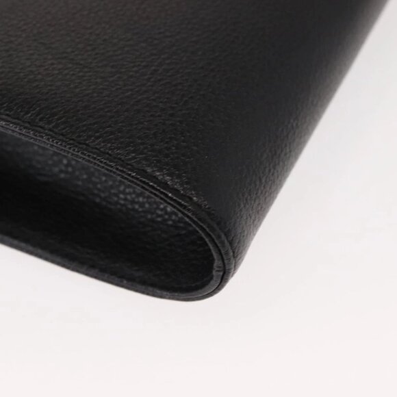 Authentic SAINT LAURENT Clutch Bag Leather Black Gold bst339-121825 - Picture 9 of 16